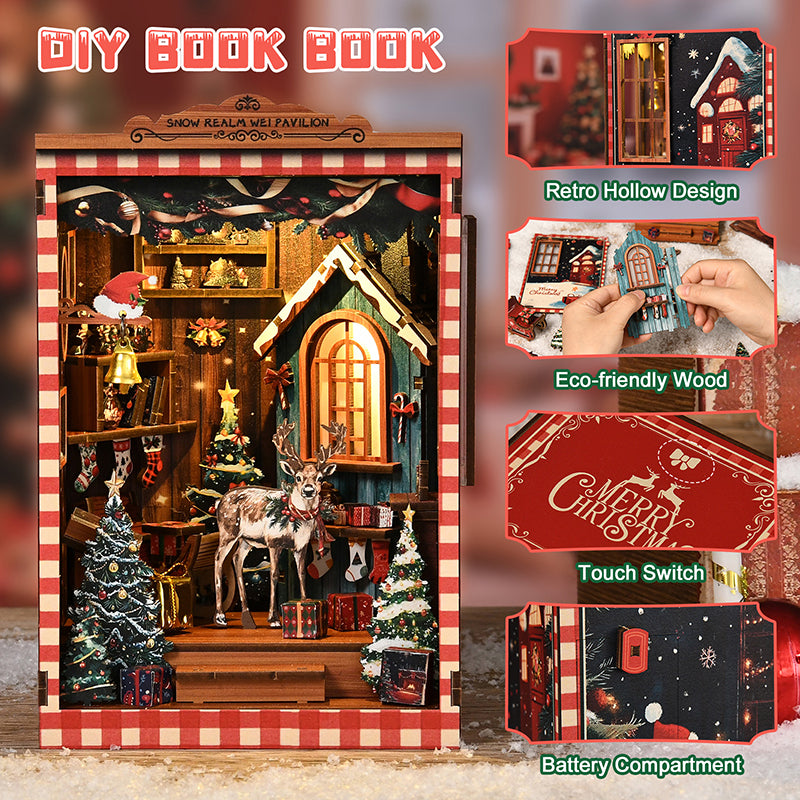 Snow Realm Wei Pavilion DIY Book Nook Wooden Miniature Model Kits